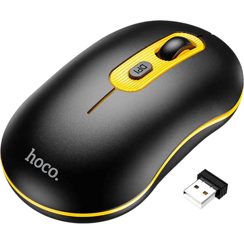 Миша HOCO GM21 Platinum 2.4G business wireless Black Yellow (6931474790941) Тип підключення бездротове