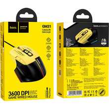 Мышь HOCO GM31 Overlord luminous gaming wired Black Yellow (6942007629201)