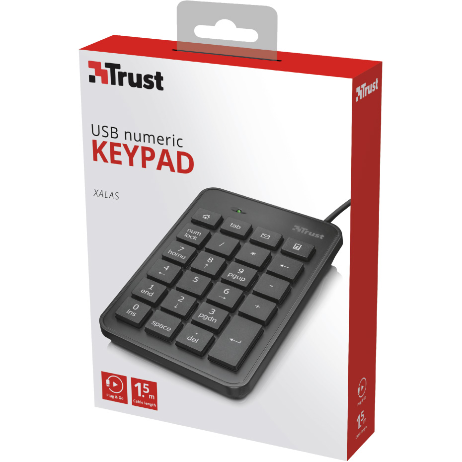 Клавиатура TRUST Xalas USb numeric keypad (22221) Конструкция мембранная