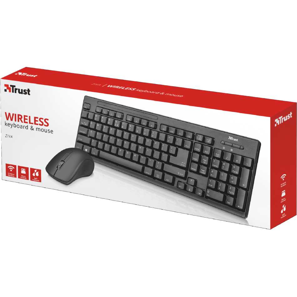 Замовити Комплект TRUST Ziva wireless keyboard and mouse (22666)