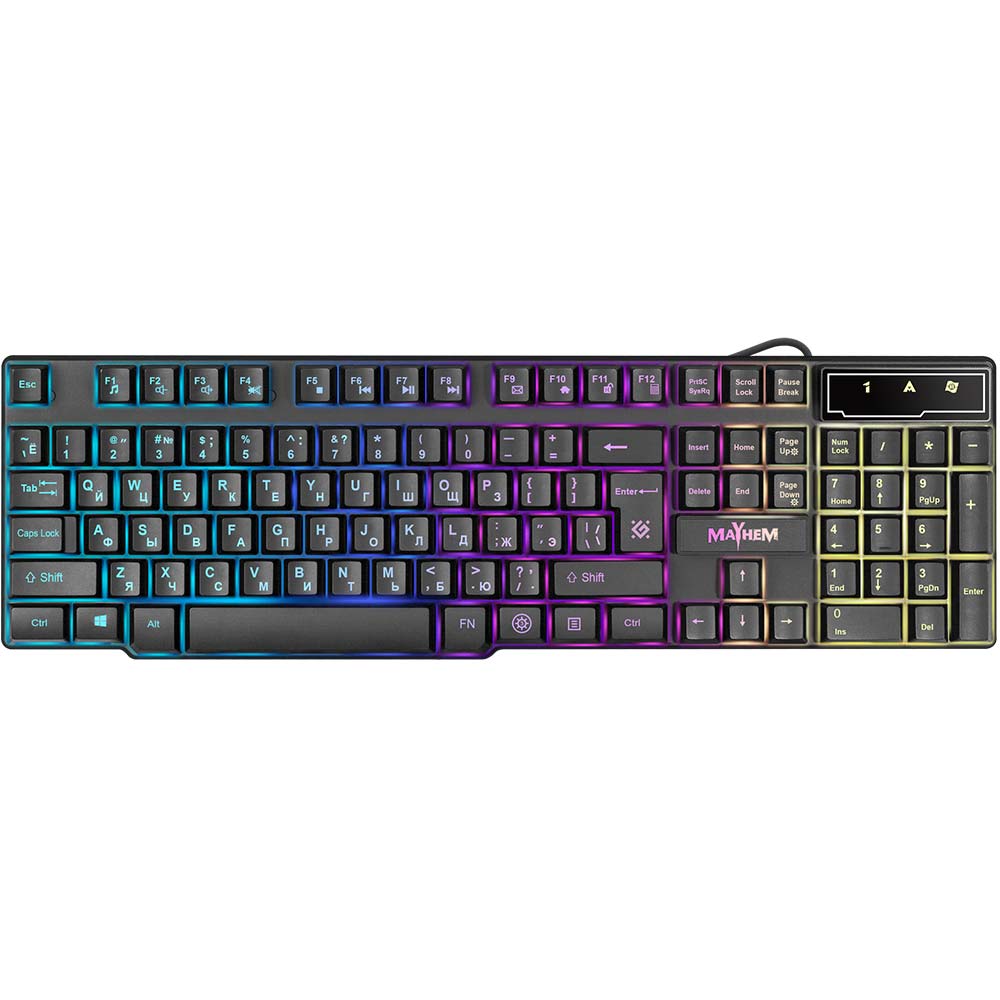 

Клавиатура DEFENDER Mayhem GK-360DL RU RGB Black (45360), (45360)Mayhem GK-360DL RU