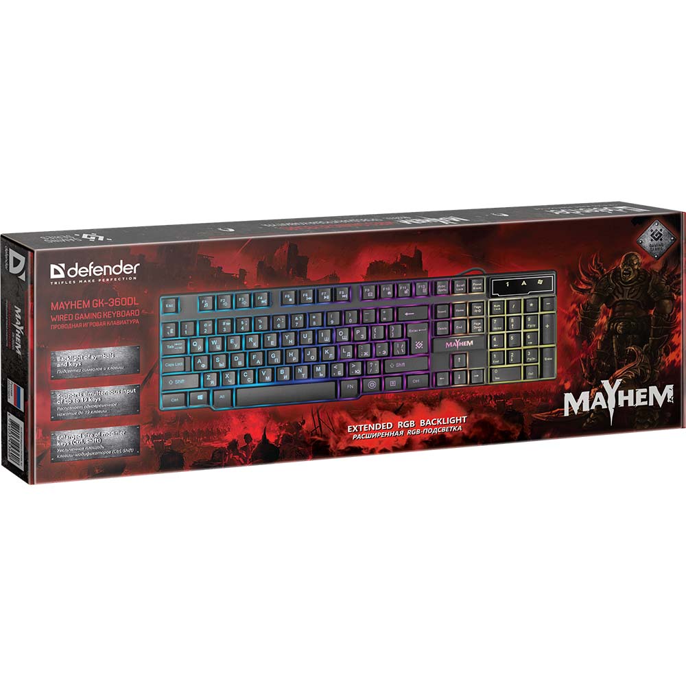 Клавиатура DEFENDER Mayhem GK-360DL RU RGB Black (45360) - в интернет ...