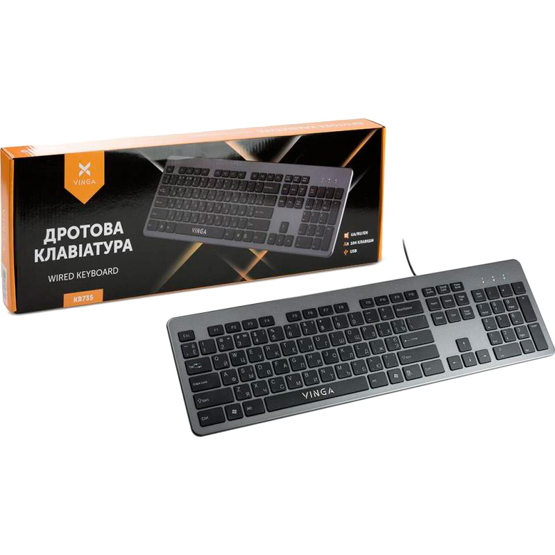 Заказать Клавиатура VINGA KB735 black-grey