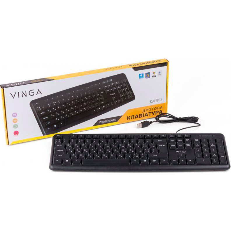 Клавіатура VINGA KB110BK Black (U0247667) Комплектація клавіатура