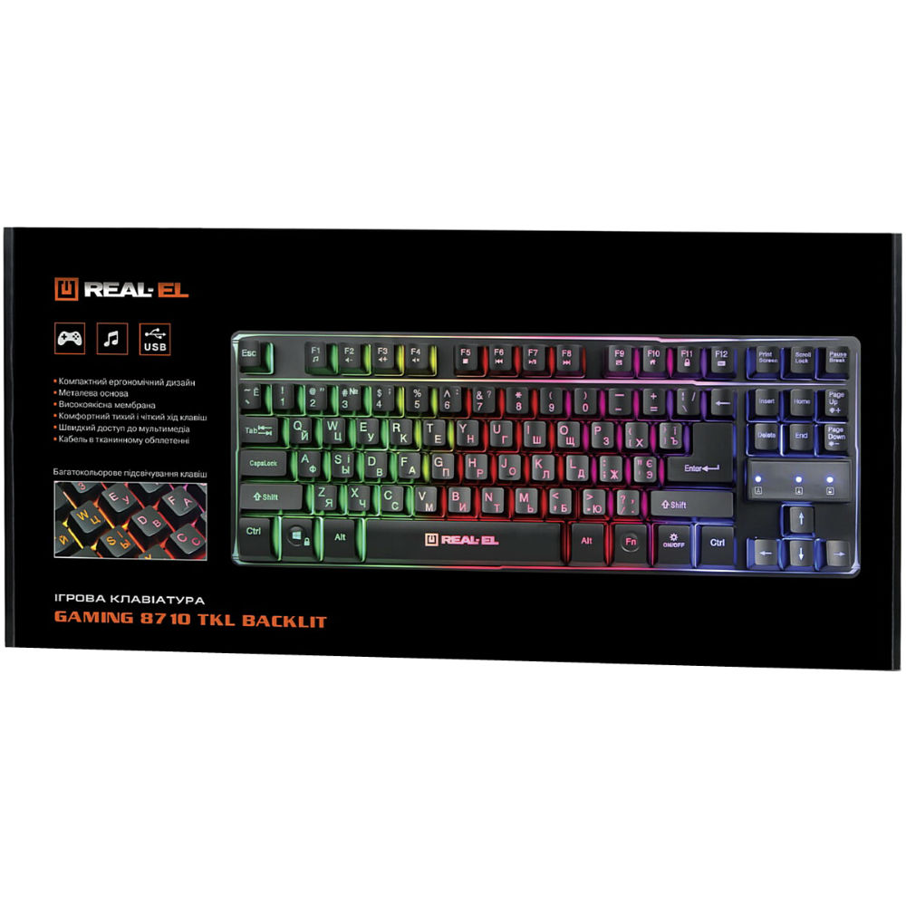 Фото Клавіатура REAL EL 8710 Gaming TKL Backlit Black (EL123100030)