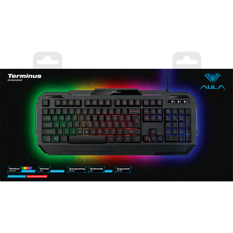 Зовнішній вигляд Клавіатура AULA Terminus gaming keyboard EN/RU Black (6948391234519)