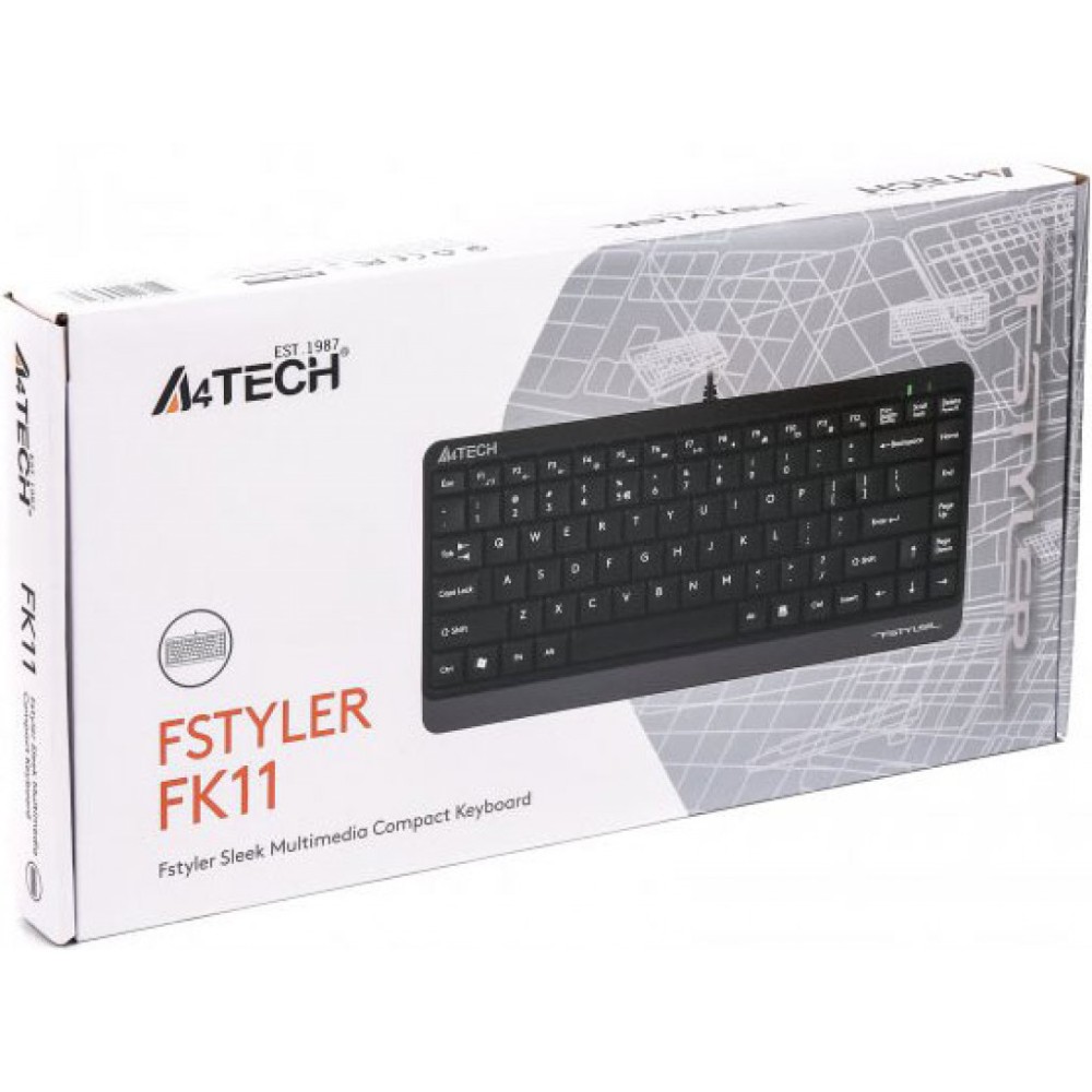 Клавіатура A4TECH FK11 USB Fstyler Compact Size Grey Конструкція мембранна