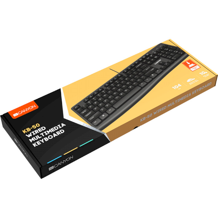 Клавіатура CANYON Wired Chocolate Standard Keyboard (CNE-CKEY5-RU) Конструкція мембранна