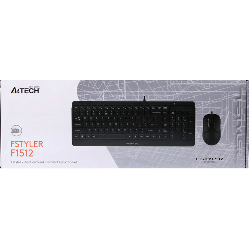 Комплект A4Tech Fstyler F1512 Black Конструкция мембранная