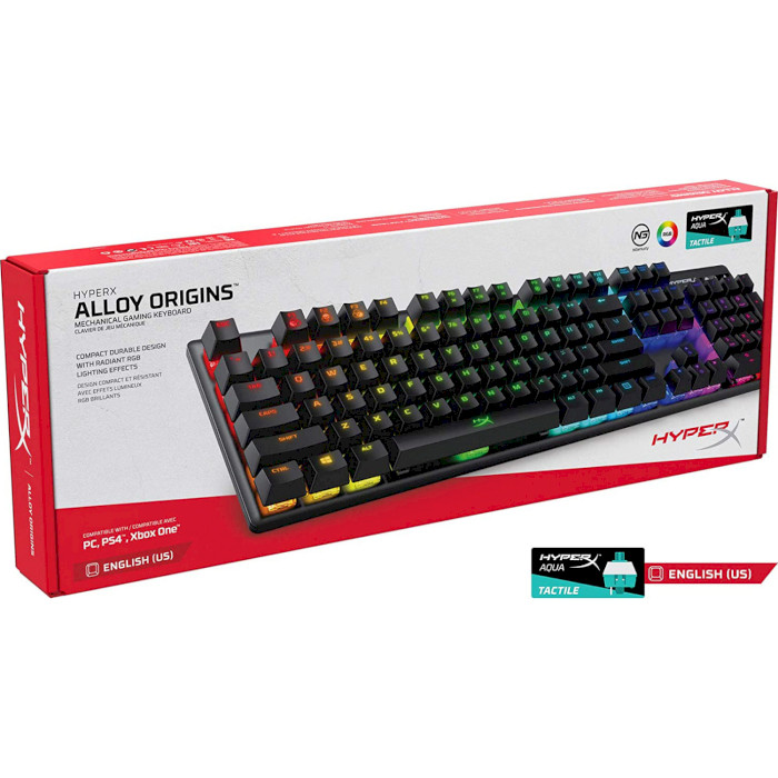 Зовнішній вигляд Клавіатура HYPERX Alloy Origins Aqua USB RGB US (HX-KB6AQX-US)