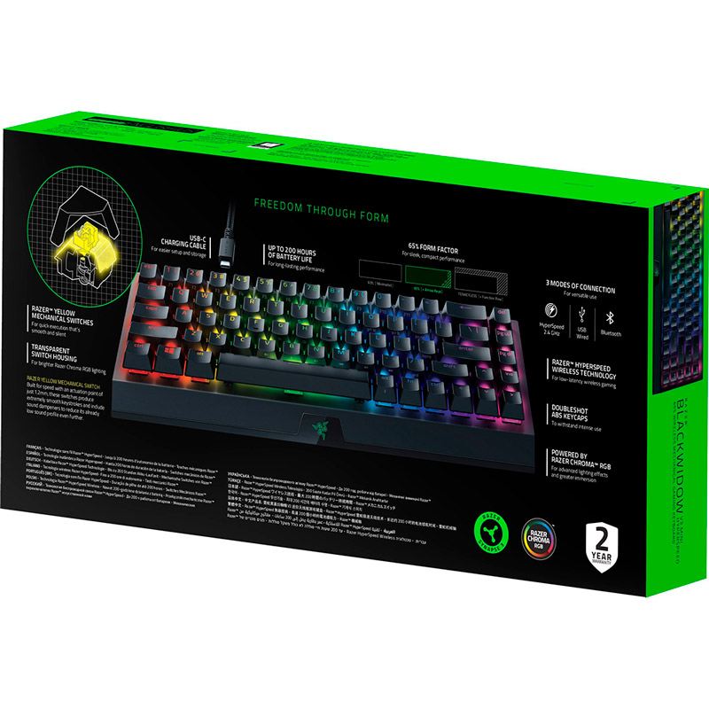 Фото Клавіатура RAZER BlackWidow V3 Mini Hyperspeed Yellow Switch RU (RZ03-03890700-R3R1)