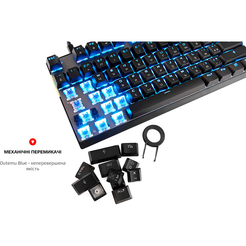 Зовнішній вигляд Клавіатура MOTOSPEED GK82 Outemu Blue USB Black (mtgk82bmb)