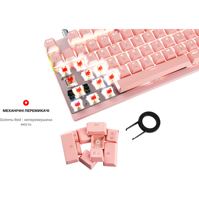 Клавіатура MOTOSPEED GK82 Outemu Red USB Pink (mtgk82pmr) Підключення бездротове