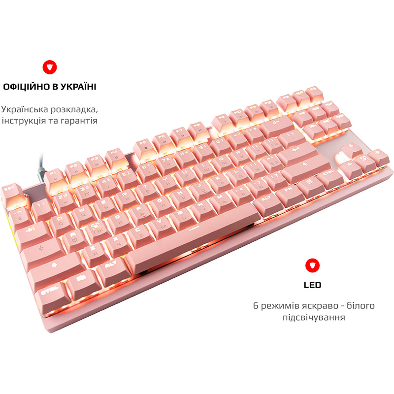 Клавіатура MOTOSPEED GK82 Outemu Red USB Pink (mtgk82pmr) Конструкція механічна