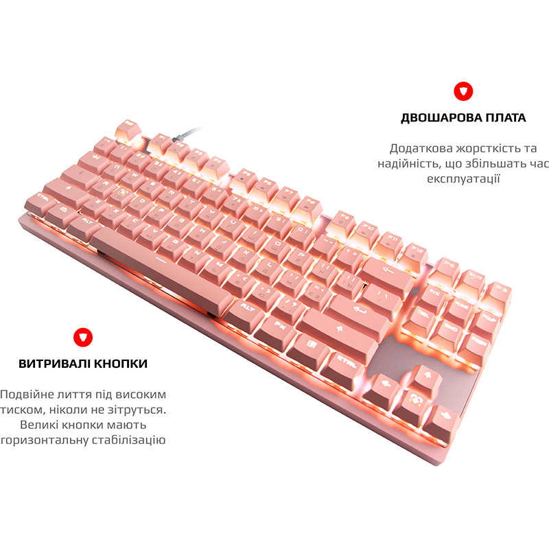 Зовнішній вигляд Клавіатура MOTOSPEED GK82 Outemu Red USB Pink (mtgk82pmr)