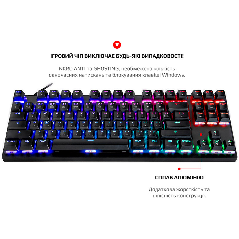 Клавіатура MOTOSPEED K82 Outemu Red USB Black (mtk82mr) Конструкція механічна