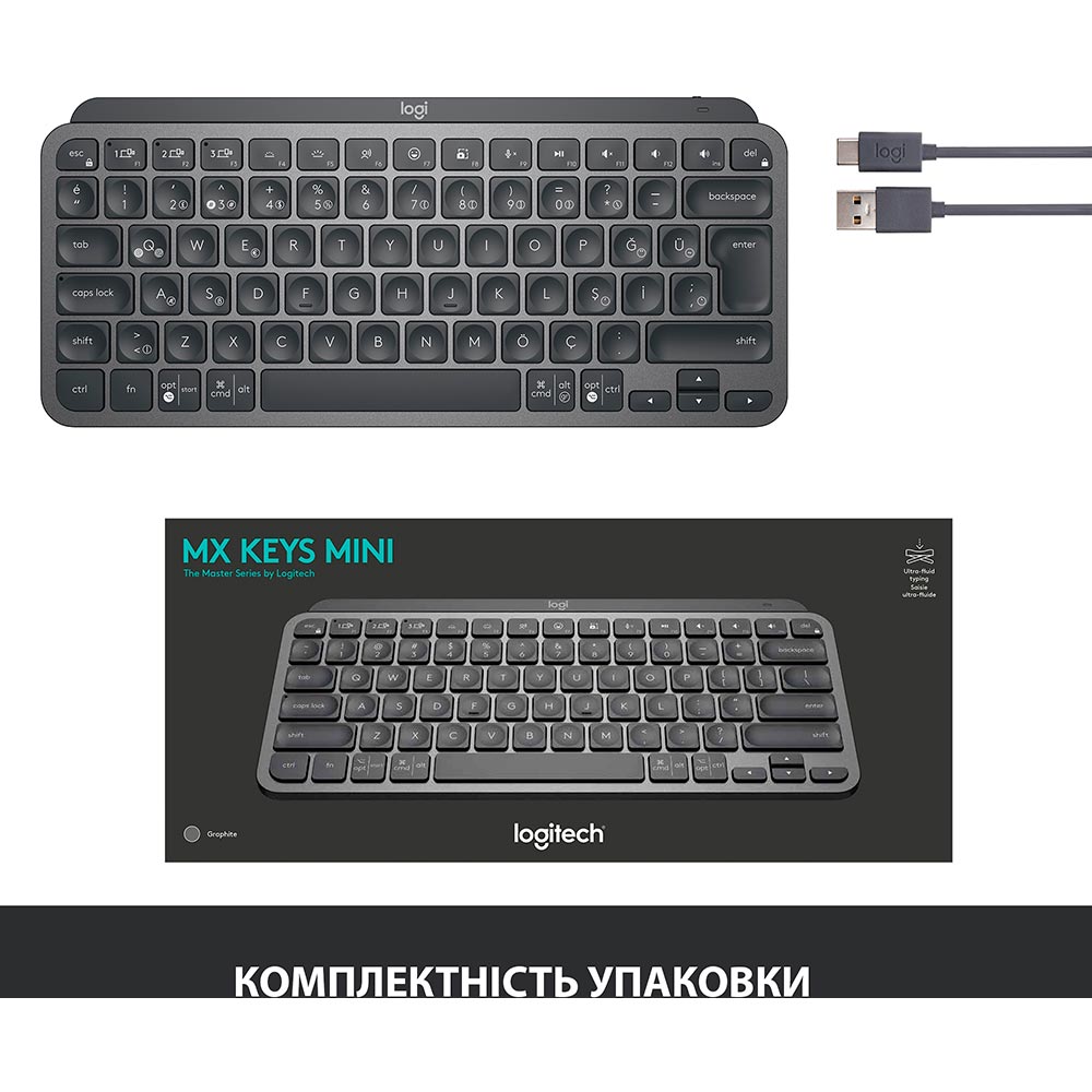 Покупка Клавіатура Logitech MX Keys Mini Wireless Illuminated Graphite (920-010501)
