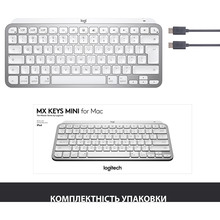 Клавіатура Logitech MX Keys Mini для Mac Wireless Illuminated Pale Grey (920-010526)