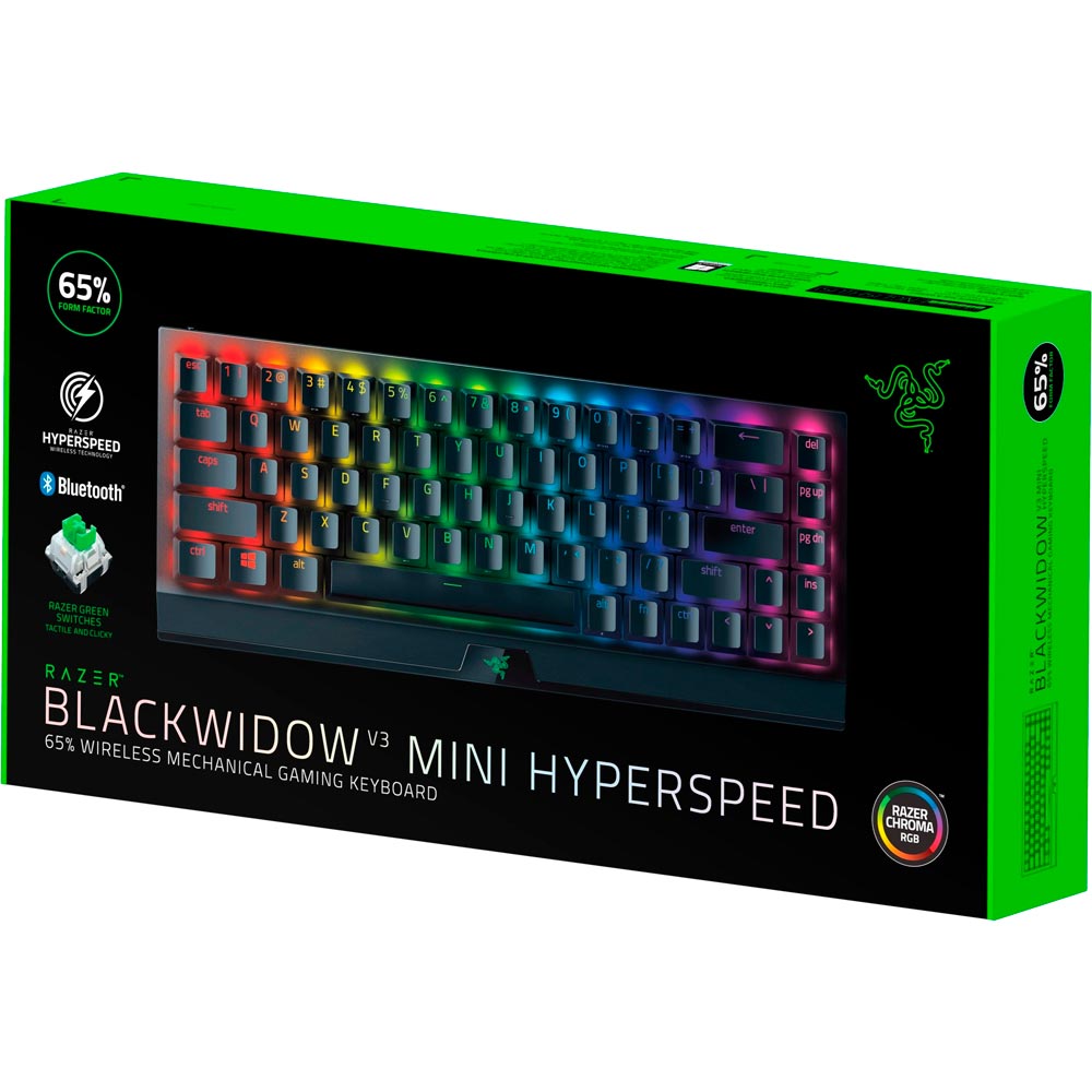 Фото 14 Клавиатура Razer BlackWidow V3 Mini HyperSpeed Green Switch RU RGB Black (RZ03-03891600-R3R1)