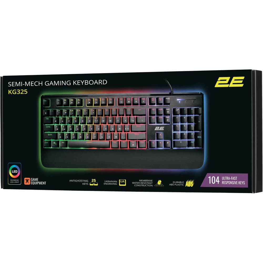 Замовити Клавіатура 2E GAMING KG325 LED USB Ukr Black (2E-KG325UB)