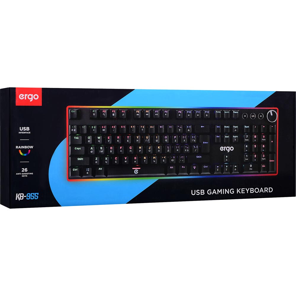 В інтернет магазині Клавіатура ERGO KB-955 RGB Black (KB-955)