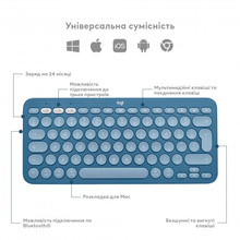Клавіатура LOGITECH K380 для Mac Multi-Device Bluetooth US Blueberry (920-011180)