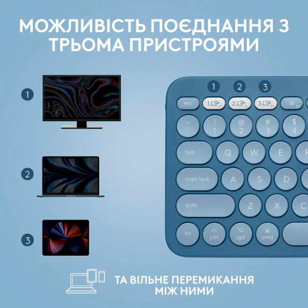 Фото Клавіатура LOGITECH K380 для Mac Multi-Device Bluetooth US Blueberry (920-011180)