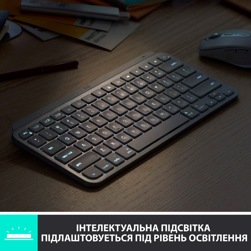 Клавіатура LOGITECH MX Keys Mini Minimalist Wireless US Pale Grey (920-010499) Клас стандартна