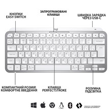 Клавіатура LOGITECH MX Keys Mini Minimalist Wireless US Pale Grey (920-010499)