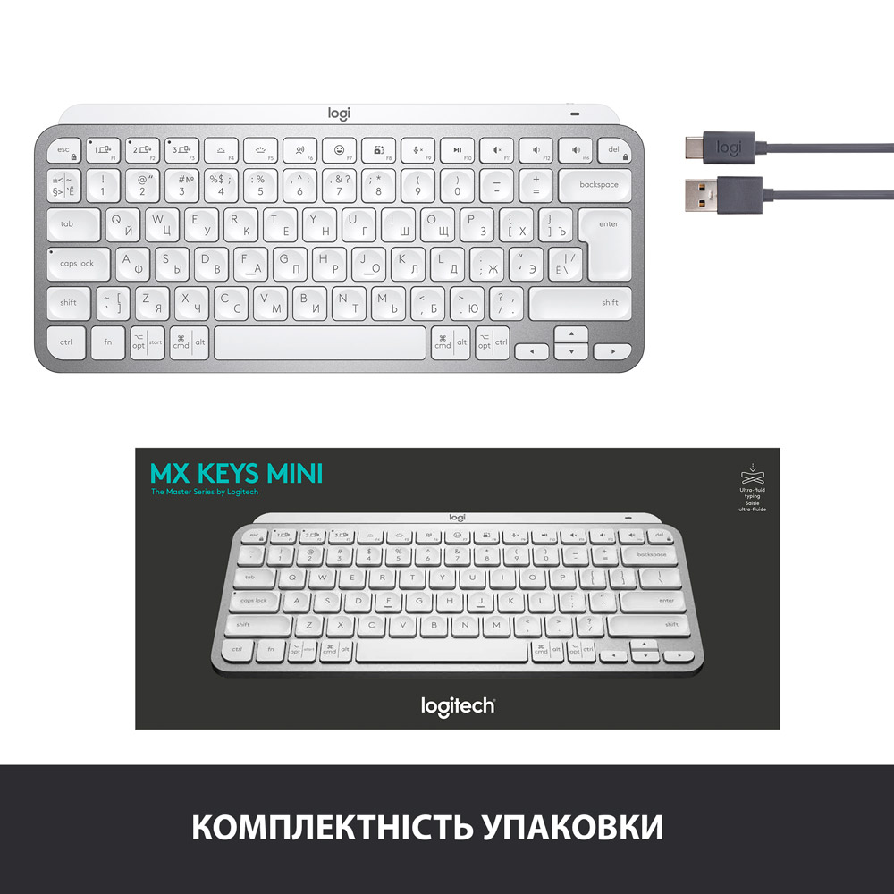 Покупка Клавіатура LOGITECH MX Keys Mini Minimalist Wireless US Pale Grey (920-010499)