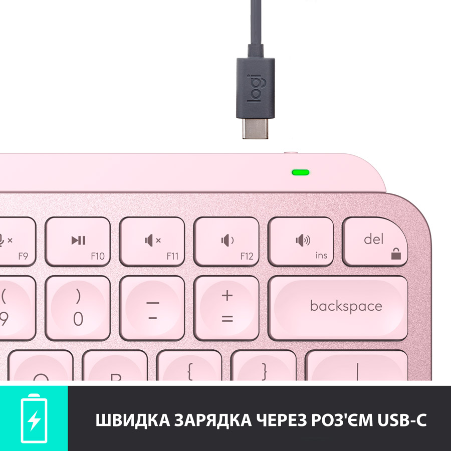 Фото Клавиатура LOGITECH MX Keys Mini Minimalist Wireless US Rose (920-010500)