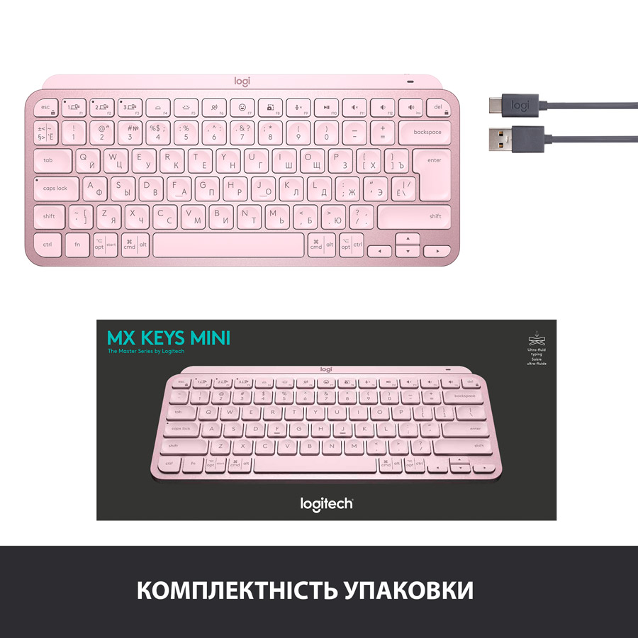 Заказать Клавиатура LOGITECH MX Keys Mini Minimalist Wireless US Rose (920-010500)