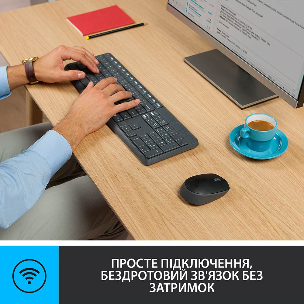 Комплект LOGITECH MK235 Wireless Combo US (920-007931) Конструкция мембранная