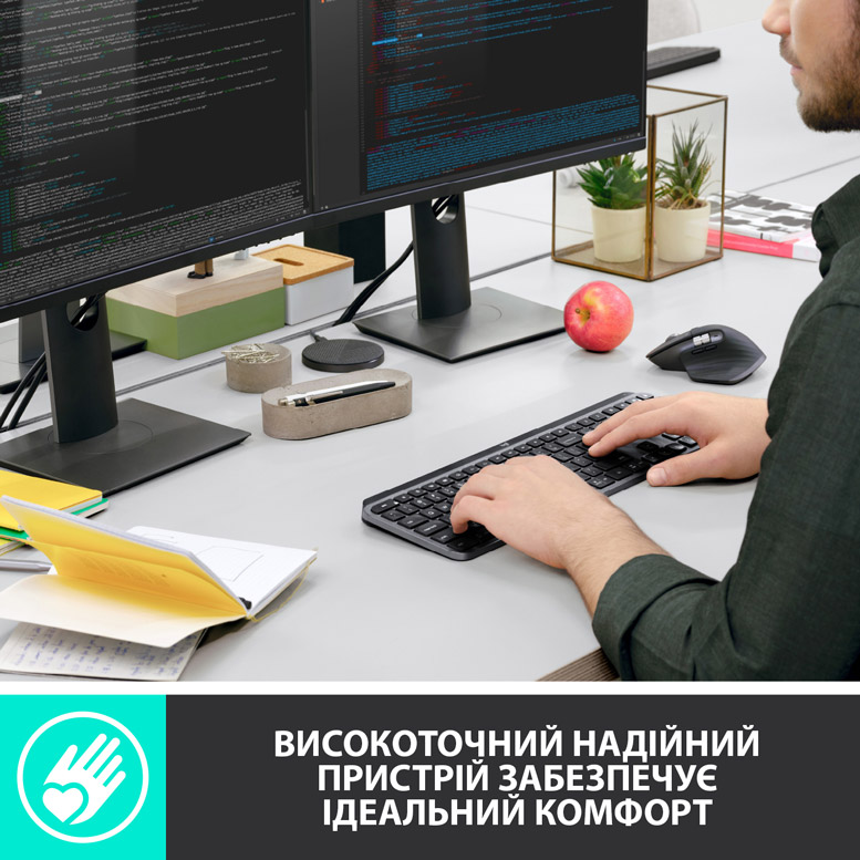 Клавиатура LOGITECH MX Keys Advanced Wireless US Graphite (920-009415) Комплектация клавиатура