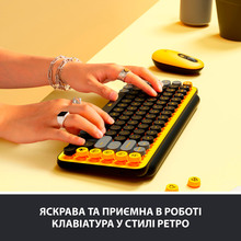 Клавиатура LOGITECH POP Keys Wireless With Emoji Keys US Black-Yellow (920-010735)