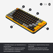 Клавиатура LOGITECH POP Keys Wireless With Emoji Keys US Black-Yellow (920-010735)