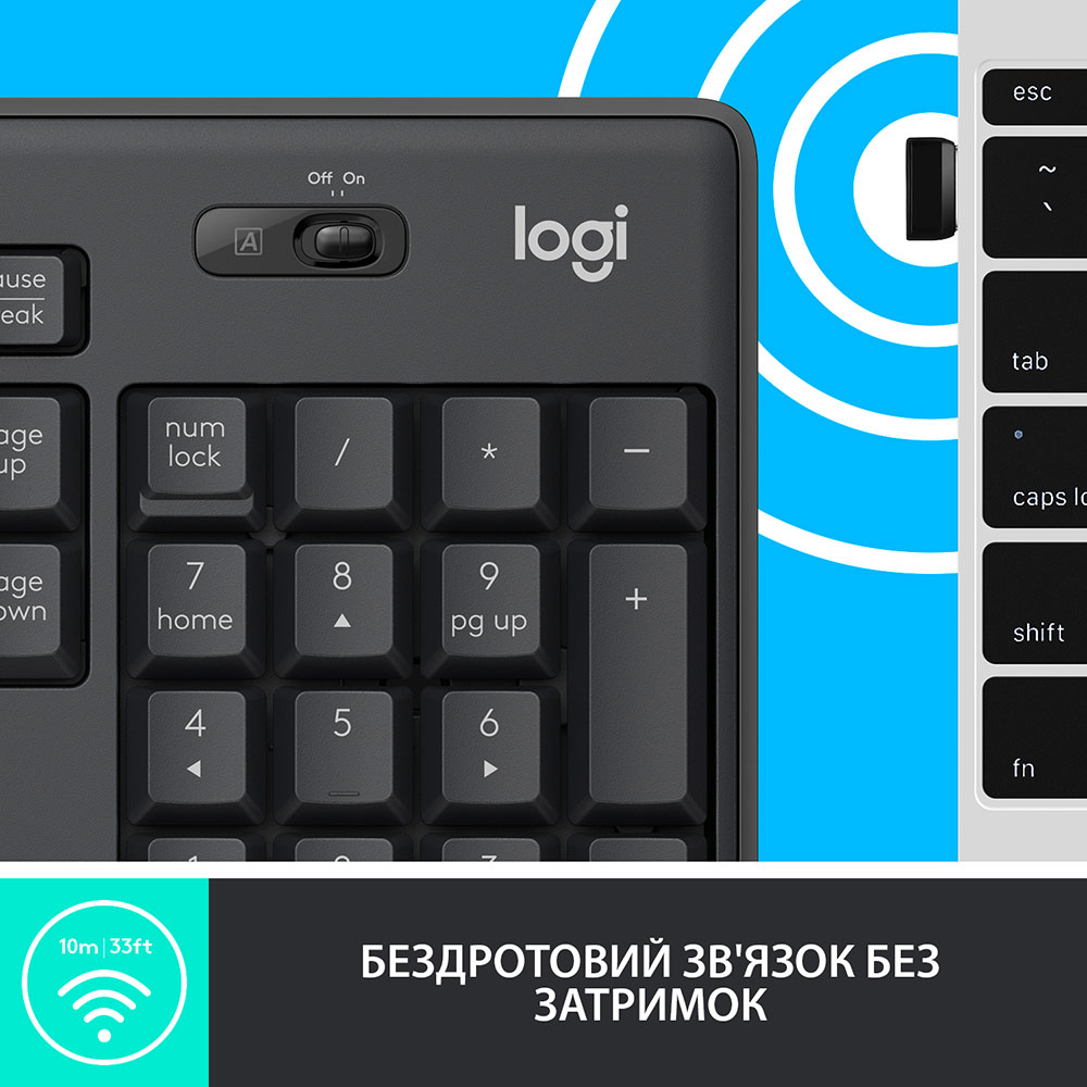 Комплект LOGITECH MK295 Graphite (920-009800) Подключение беспроводное