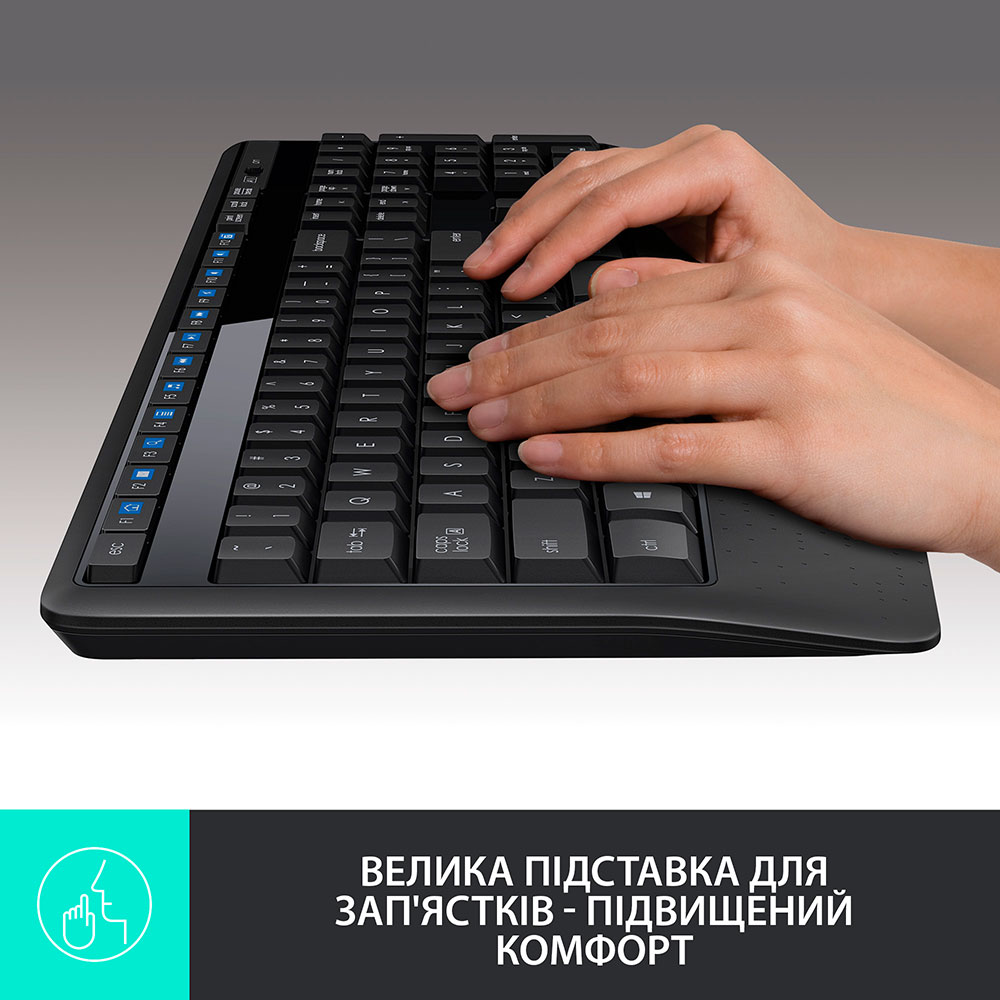 Комплект LOGITECH MK345 Wireless Combo US (920-006489) Комплектация клавиатура+мышь