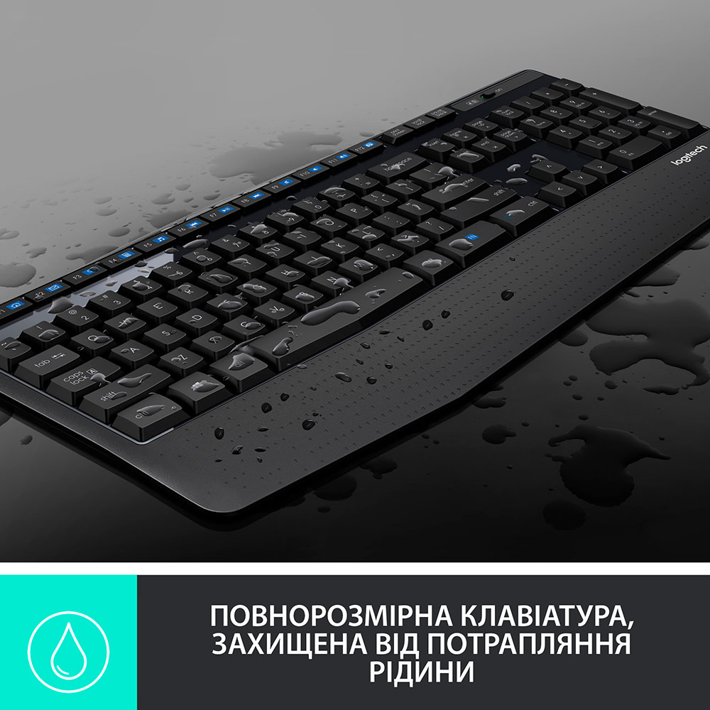 Комплект LOGITECH MK345 Wireless Combo US (920-006489) Конструкция мембранная