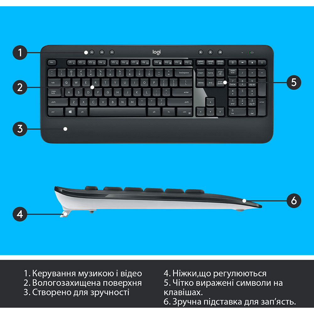 Внешний вид Комплект LOGITECH MK540 ADVANCED Wireless Combo US (920-008685)