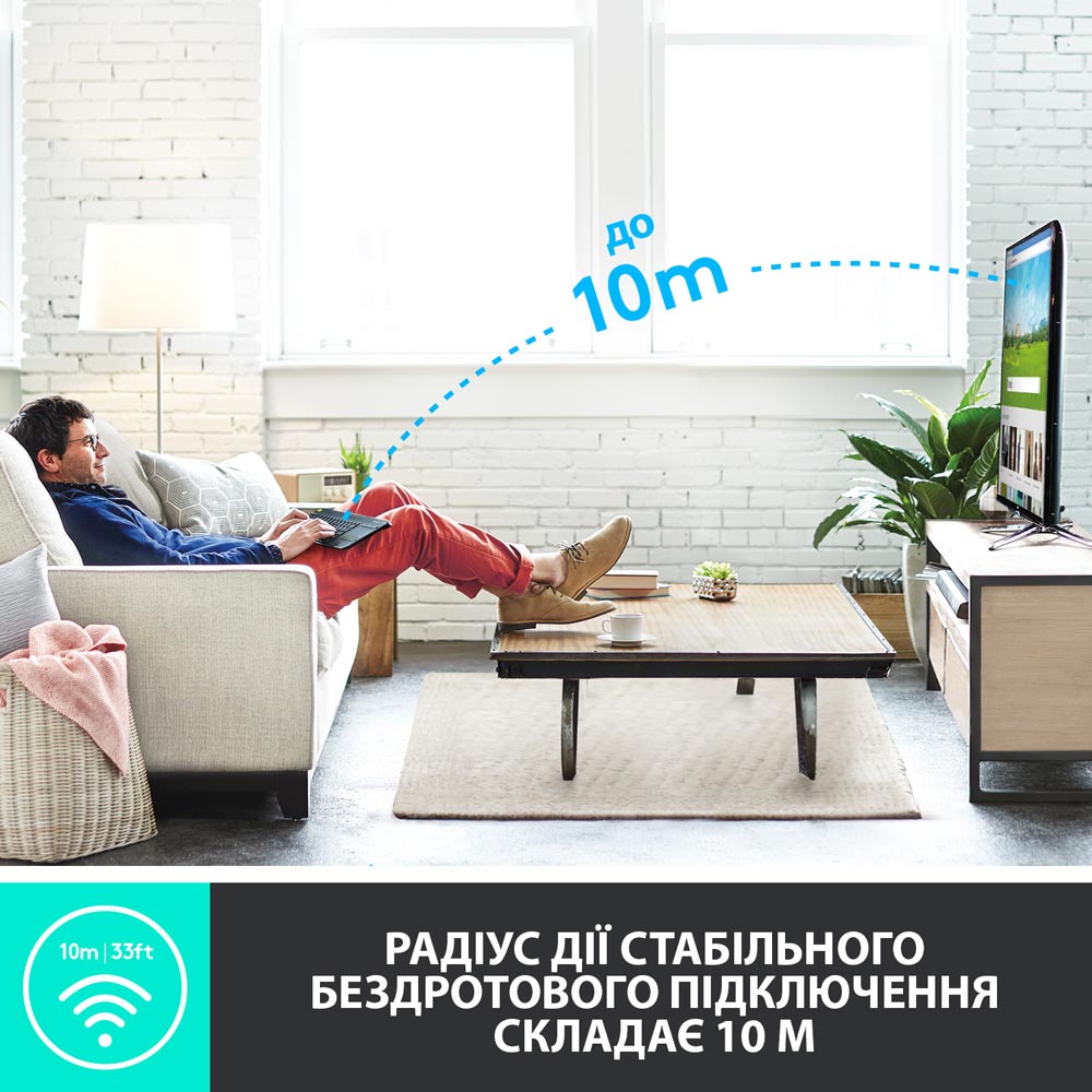 Клавиатура Logitech Touch K400 Plus Wireless US Black (920-007145) Класс мультимедийная