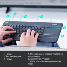Клавиатура Logitech Touch K400 Plus Wireless US Black (920-007145)