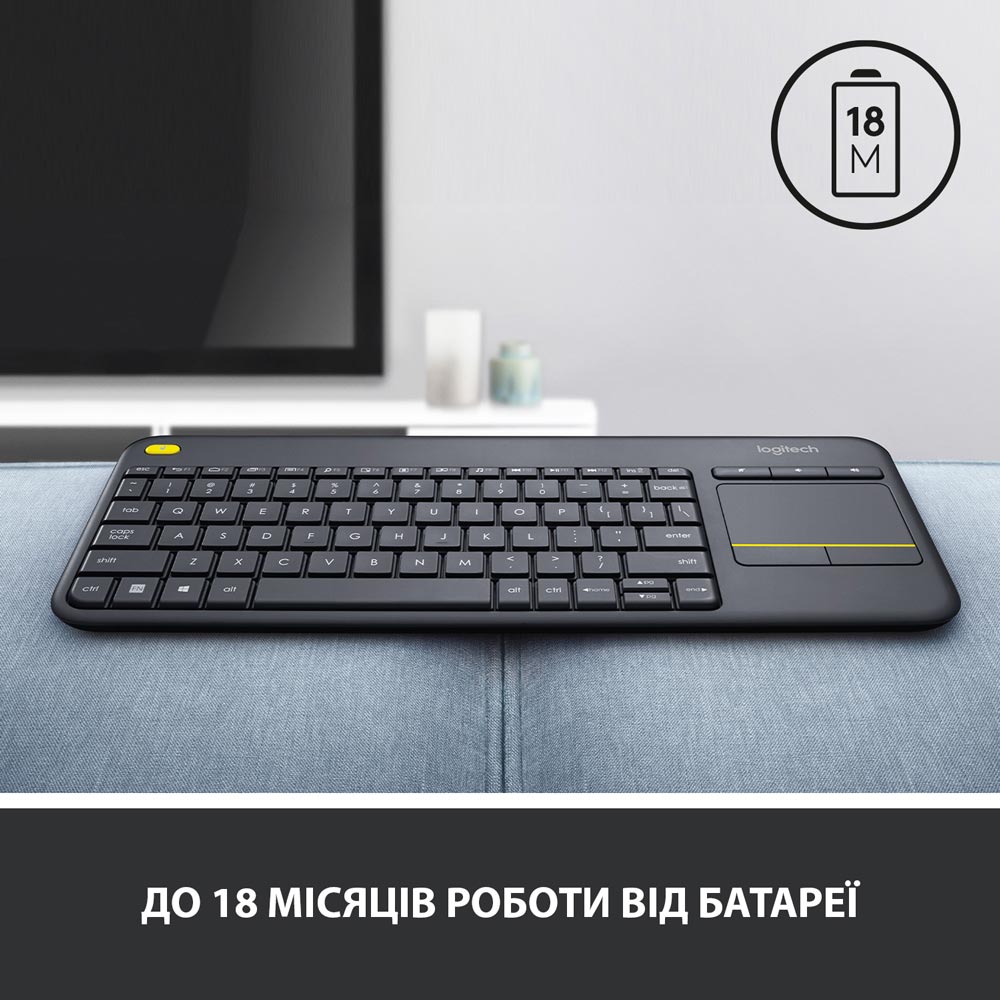 Фото Клавиатура Logitech Touch K400 Plus Wireless US Black (920-007145)