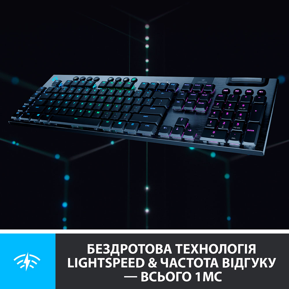 Клавиатура LOGITECH G915 LIGHTSPEED Wireless Gaming Tactile US Carbon (920-008910) Класс игровая