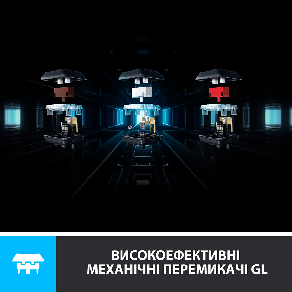 Клавіатура LOGITECH G915 LIGHTSPEED Wireless Gaming Tactile US Carbon (920-008910) Конструкція механічна