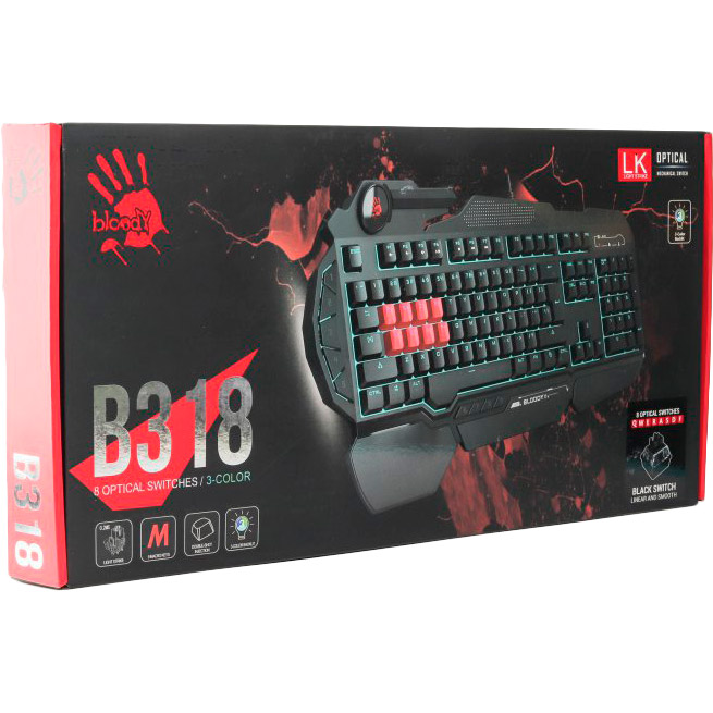 Клавіатура A4TECH B318 Bloody (Black) LK Black Конструкція мембранна