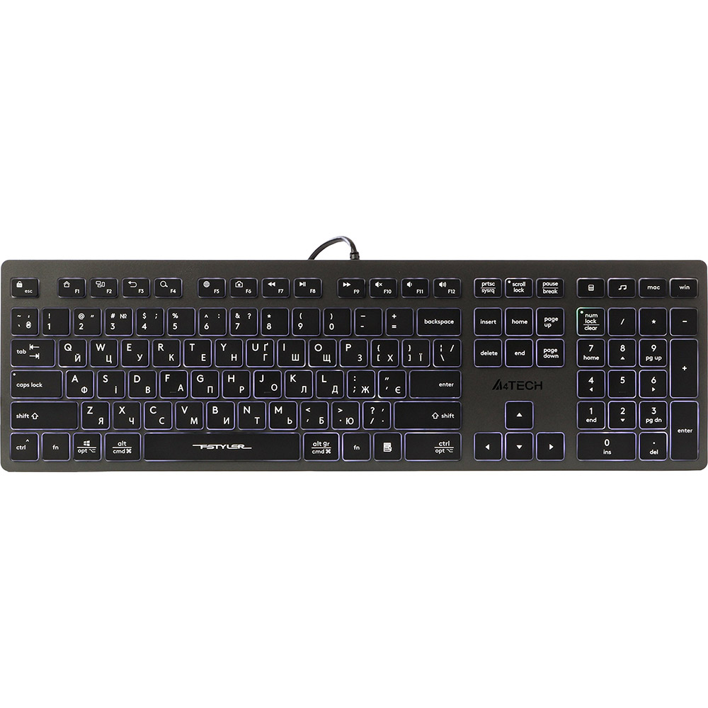 Клавіатура A4TECH FX60H USB Grey White backlit Клавіатура A4TECH FX60H USB Grey White backlit