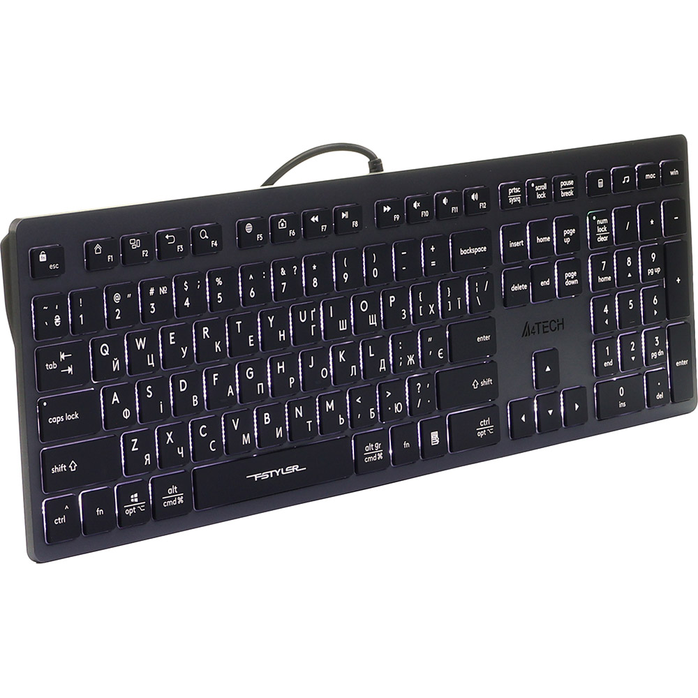 Клавіатура A4TECH FX60 USB Grey White backlit Конструкція ножична