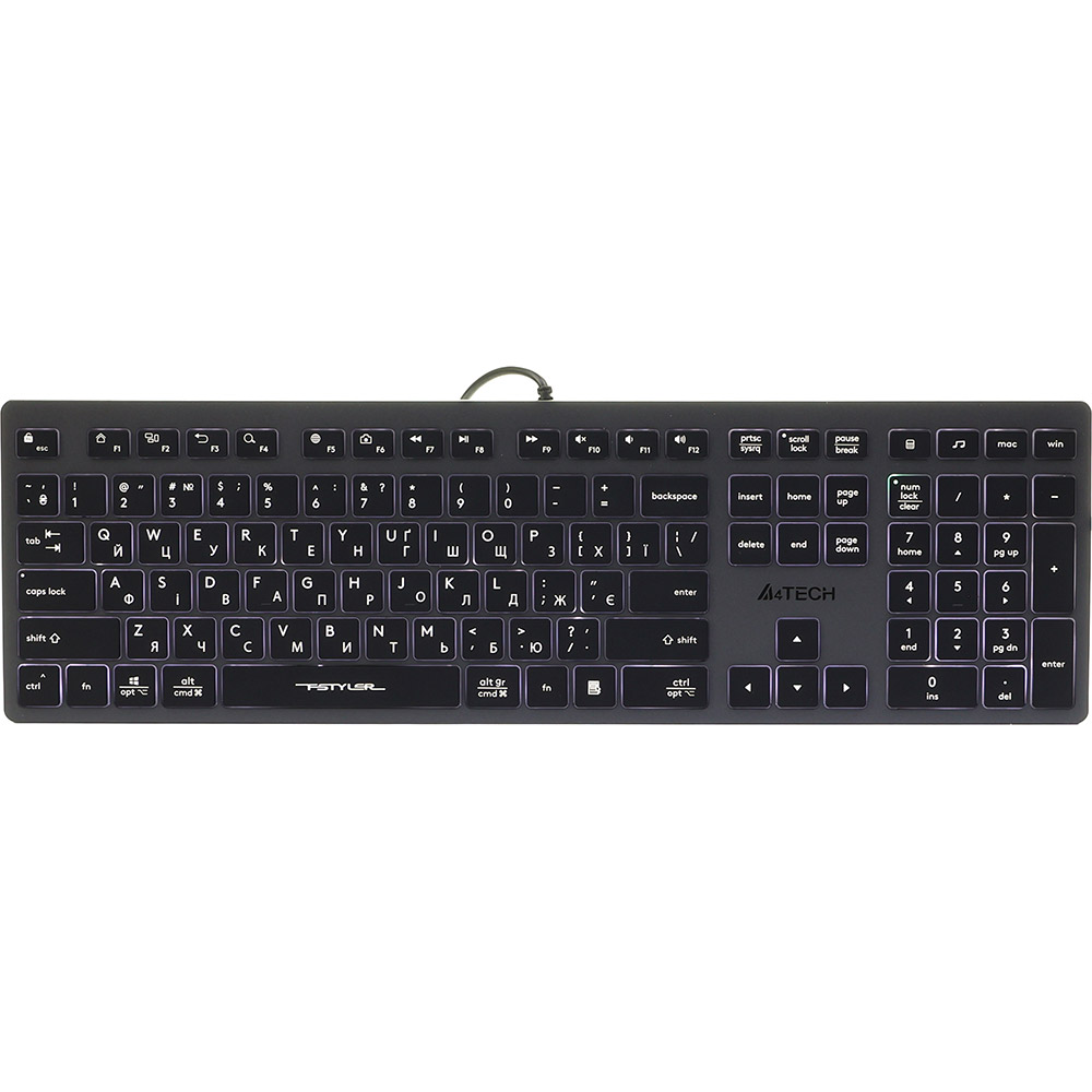 Клавіатура A4TECH FX60 USB Grey White backlit