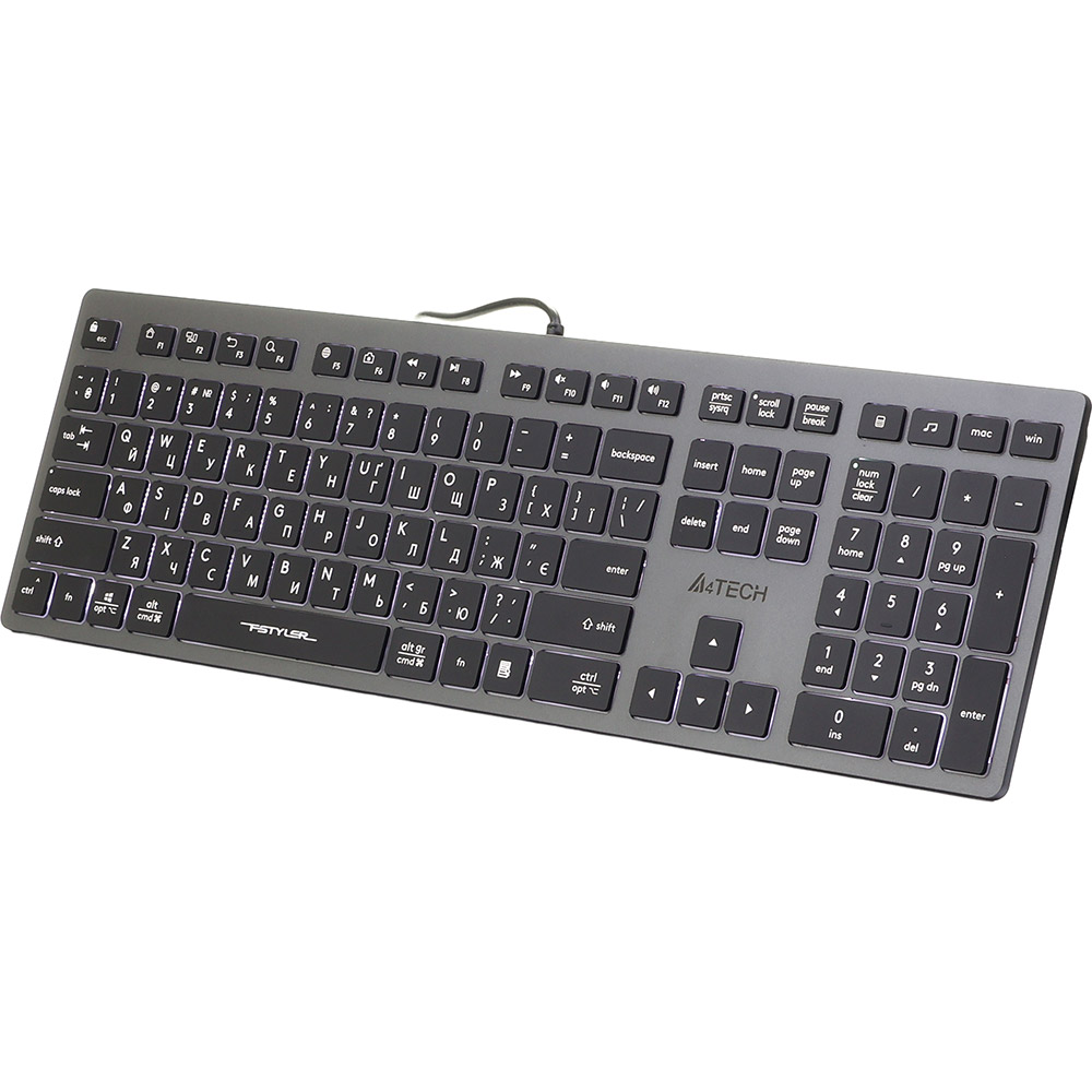 Клавіатура A4TECH FX60 USB Grey White backlit Підключення дротове